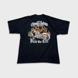 Vintage Y2K Chopper Culture Built to Ride Mens XL Black Flame Biker Tee