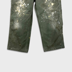 Carhartt B11 MOS Pants Mens 32x27 Green Loose Fit Washed Duck Workwear Dungaree