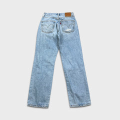 Levi's 501 Jeans Womens 24x30 Blue Original Fit Straight Distressed Light Wash Pants