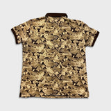 Denim & Supply Ralph Lauren Polo Shirt Mens Medium Brown Snake Print AOP Short Sleeve