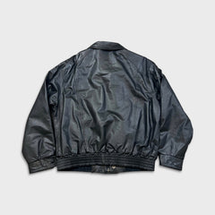 Vintage 80s Sears Leather Bomber Jacket Mens Large Black Quilted Flight Coat