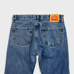 Levi's 505 Jeans Mens 34x30 Blue Regular Fit Straight Leg Distressed Medium Wash Denim Pants