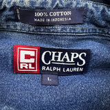 Vintage 90s Chaps Ralph Lauren Denim Shirt Mens Large Blue Medium Wash Western Button Up