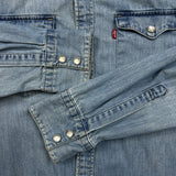 Levi's Barstow Western Denim Shirt Mens Medium Blue Light Wash Western Pearl Snap