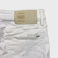 G-Star Raw Jeans Mens Size 31 White 3301 Slim Denim Shorts Taper Fit Jorts