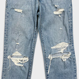 Levi's 501 Jeans Womens 24x30 Blue Original Fit Straight Distressed Light Wash Pants