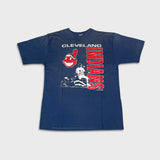 Vintage 1990 Cleveland Indians T Shirt Mens XL Blue USA Single Stitch Sun Faded MLB Tee