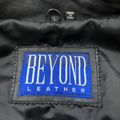 Vintage 90s Beyond Two Tone Leather Jacket Mens Large Black Brown Bomber Biker
