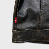 Levi's Faux Leather Motorcycle Jacket Mens Large Brown Full Asymmetrical Zip
