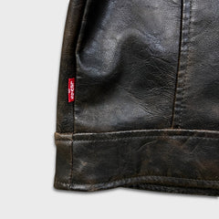 Levi's Faux Leather Motorcycle Jacket Mens Large Brown Full Asymmetrical Zip