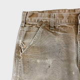 Vintage 90s Carhartt Pants Mens 34x32 Beige Original Fit Double Knee Distressed USA