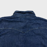 Levi's Denim Shirt Mens Large Blue Dark Wash Casual Western Jean Pearl Snap