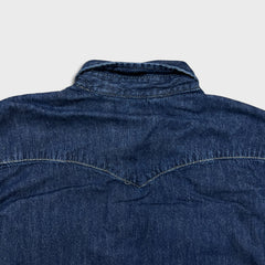 Levi's Denim Shirt Mens Large Blue Dark Wash Casual Western Jean Pearl Snap