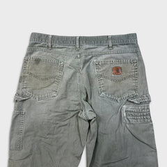 Carhartt B159 Pants Mens 34x32 Green Loose Fit Canvas Carpenter Workwear Dungaree