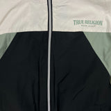 True Religion Jacket Mens Medium Black World Tour Color Block Windbreaker
