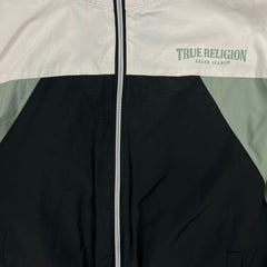 True Religion Jacket Mens Medium Black World Tour Color Block Windbreaker