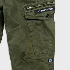 G-Star Raw 3301 Pants Mens 34x33 Green Regular Taper Leg Cuff Cargo Trouser