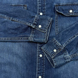 Levi's Signature Denim Shirt Mens Large Blue Dark Wash Casual Western Pearl Snap