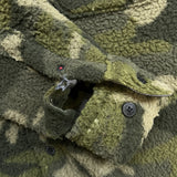 Vintage Wrangler Sherpa Jacket Mens Large Green Camo Button Up Outdoor Fleece
