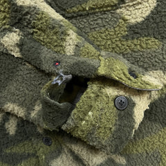 Vintage Wrangler Sherpa Jacket Mens Large Green Camo Button Up Outdoor Fleece
