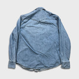 Levi's Denim Shirt Mens Medium Blue Light Wash Western Pearl Snap Button Up