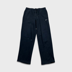 Vintage Y2K Nike Sportswear Sweatpants Mens Small Black Swoosh Relaxed Fit Paint Stain Faded