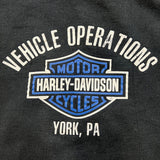 Vintage Y2K Harley Davidson Hoodie Mens Medium Black Faded Distressed Motorcycle Hooded Sweater