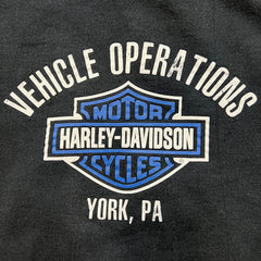 Vintage Y2K Harley Davidson Hoodie Mens Medium Black Faded Distressed Motorcycle Hooded Sweater