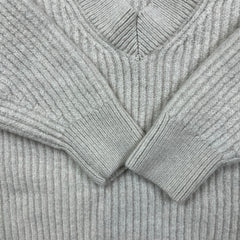 Babaton Aritzia Sweater Womens Small Gray Merino Wool Deep V Neck Knit Pullover