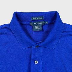 Vintage 90s Polo Ralph Lauren Shirt Womens Large Blue The Skinny Polo Preppy