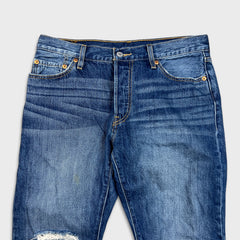 Levi's 501 Jeans Mens 32x31 Blue Original Fit Straight Distress Medium Wash Denim Pants