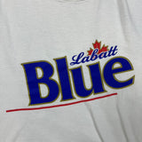 Vintage 90s Labatt Blue Draft Beer T Shirt Mens XL White USA Single Stitch Tee