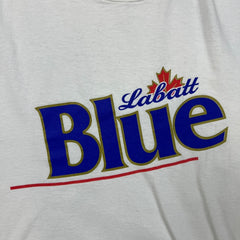 Vintage 90s Labatt Blue Draft Beer T Shirt Mens XL White USA Single Stitch Tee