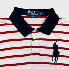 Vintage 90s Polo Ralph Lauren Shirt Mens Large White Big Pony Striped Preppy Short Sleeve