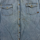 Dickies Denim Shirt Mens Medium Blue Light Wash Casual Western Button Up