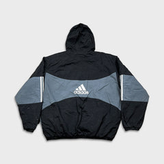 Vintage 90s Adidas Jacket Mens Large Black Essential Stripe Full Zip