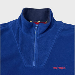 Vintage 90s Tommy Hilfiger Fleece Mens Large Blue Pullover 1/4 Zip Jacket