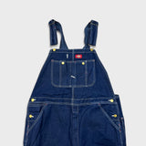 Dickies Overalls Mens 40x28 Blue Bib Medium Wash Hammer Loop Workwear Frayed