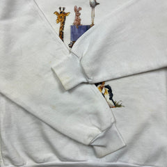 Vintage 90s Noah's Ark Sweatshirt Mens Small White Religion Graphic Pullover