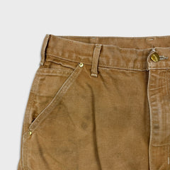 Vintage 90s Carhartt Pants Mens 34x32 Beige Original Fit Double Knee Distressed USA