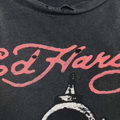 Vintage Y2K Ed Hardy Christian Audigier Pistol T Shirt Mens Large Black Faded Distressed