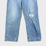 Levi's Ribcage Straight Jean Womens 32x27 Blue Distressed High Rise Light Wash Denim Pants