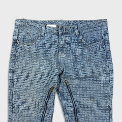 Givenchy 4G Jacquard Denim Mens 34x34 Blue Oversized Fit Light Wash Monogram Pants