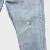Levi's 501 S Jeans Womens 31x28 Blue Skinny Taper Leg Light Wash Distress Denim Pants