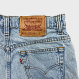 Vintage 90s Levi's 521 Jeans Womens 27x4 Blue Distress Cut Off Frayed Shorts