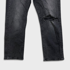 Levi's Wedgie Straight Jeans Womens 31x26 Black Distressed High Rise Wash Denim Pants