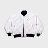 Vintage 90s Nike Jacket Mens Large Black Big Swoosh Reversible Quilted Bomber