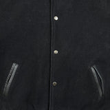 Vintage Y2K Blank Jacket Mens Small Black Leather Varsity Letterman Bomber