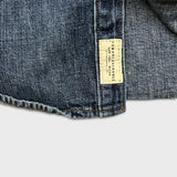 2014 Armani Exchange Denim Shirt Mens Large Blue Dark Wash Western Jean Pearl Snap