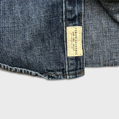 2014 Armani Exchange Denim Shirt Mens Large Blue Dark Wash Western Jean Pearl Snap